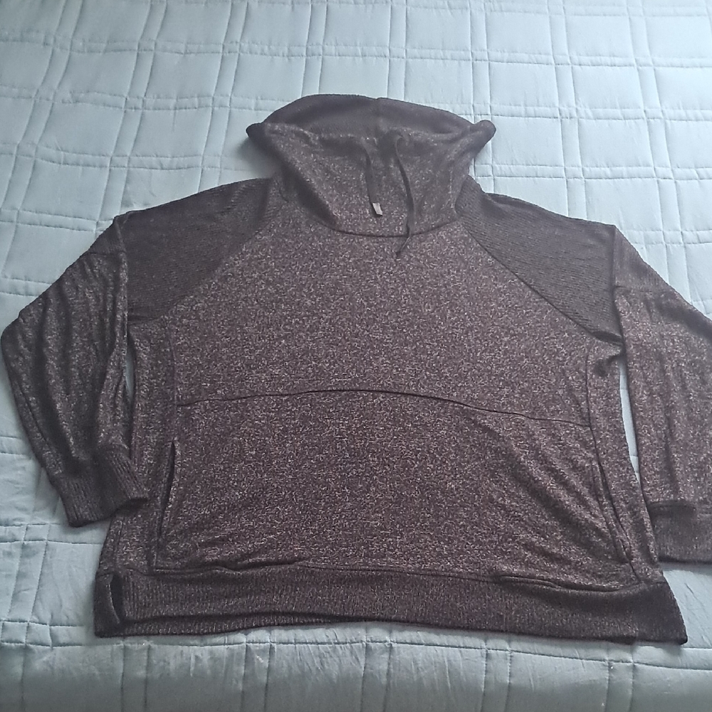 Cozy Shimmer Hooded Turtleneck Sweater - Brown